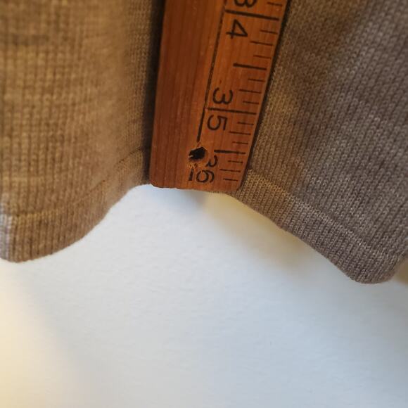 Joan Vass NY Womens L Sleeveless Long Open Cardigan Sweater Vest Stretch Beige - Picture 8 of 9